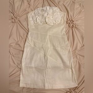 VINTAGE off-white romeo and juliet couture strapless mini dress
